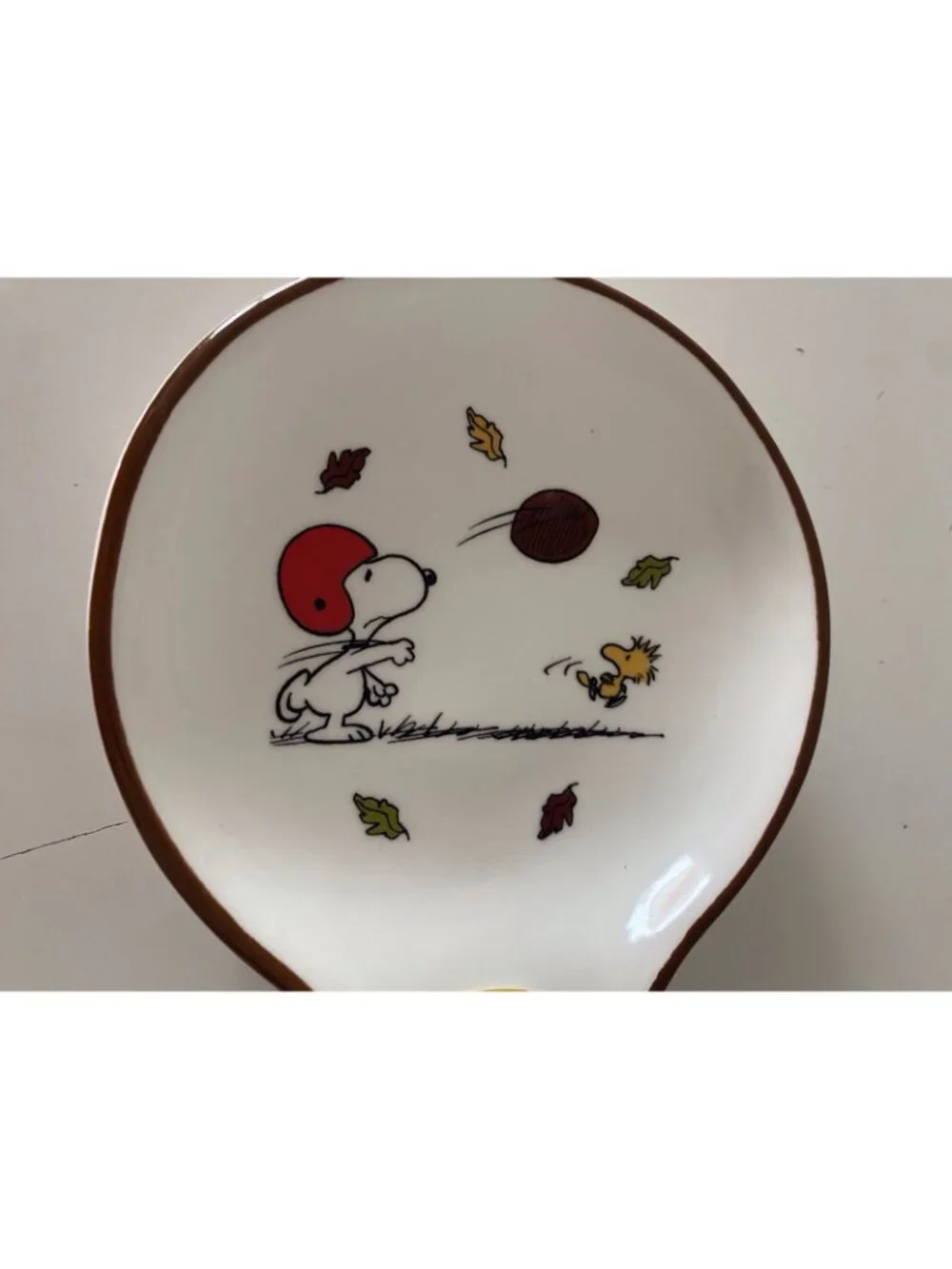 Rae Dunn X Peanuts Snoopy Woodstock Football Season Ceramic Spoon Rest Fall NEW